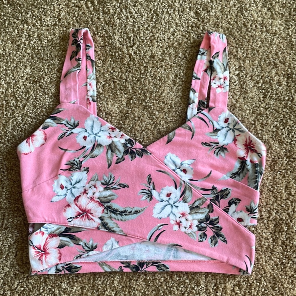 Pink Hawaiian tank crop top
